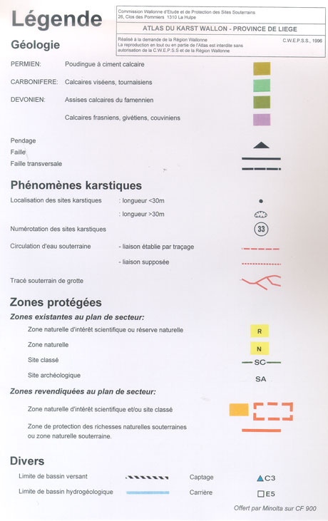 l&eacute;gende de carte